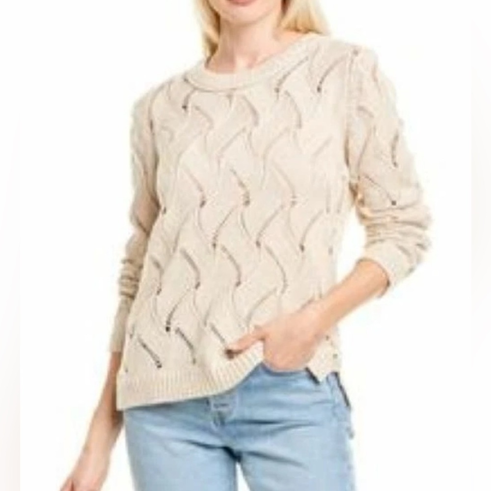 EUC NHBT inhabit Cream Cable Knit Sweater size small s